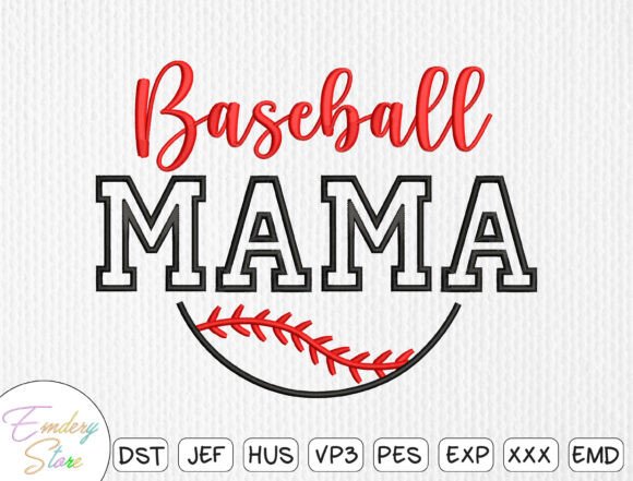 Baseball Mama Applique Embroidery