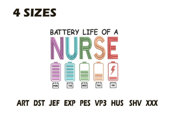 Battery Life Nurse Embroidery