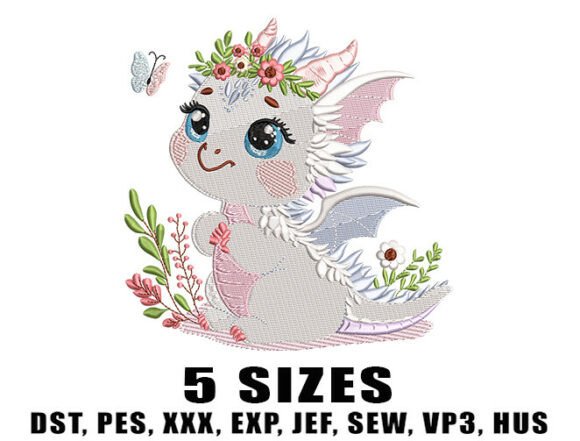 Cute Dragon Wings Embroidery Design