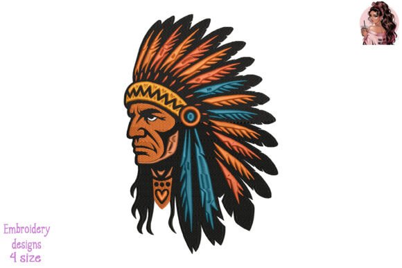 Fiery Tribal Chief Embroidery
