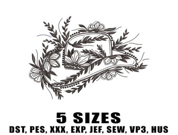 Floral Cowboy Hat Embroidery Designs