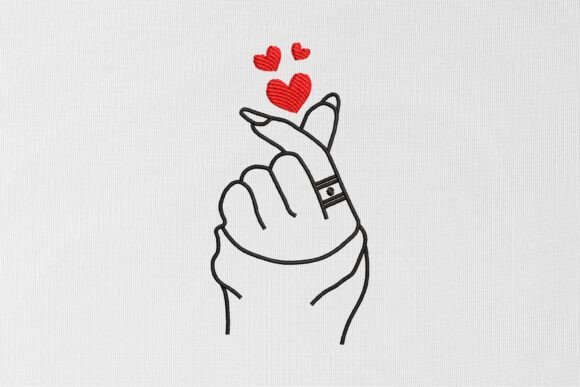 Korean Heart Hand Embroidery Design