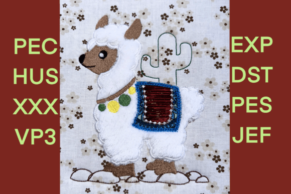 Llama Applique Machine Embroidery Design
