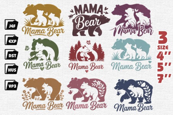 Mama Bear Set Embroidery