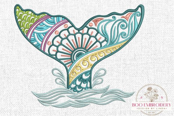 Mandala Whale Tail Embroidery Design