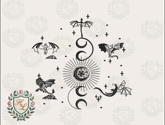 Night Sky Dragon Embroidery Files
