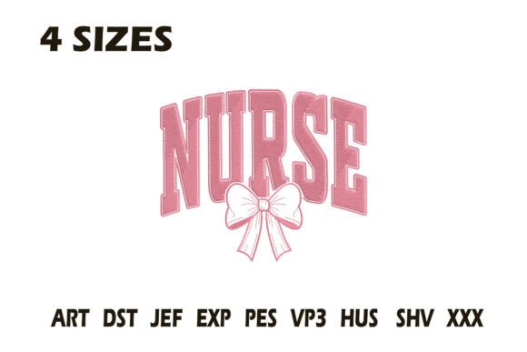 Pink Nurse Bow Embroidery Design