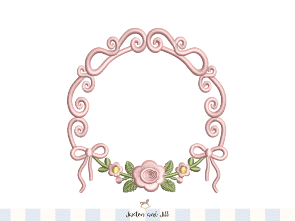 Rose Embroidery Frame Design Monogram