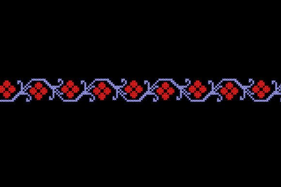 Set Folk Cross Stitch Border Embroidery